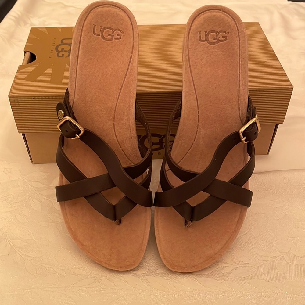 Super cute Adalie UGG brown wedge sandals, too narrow for me 😞(Mlb)